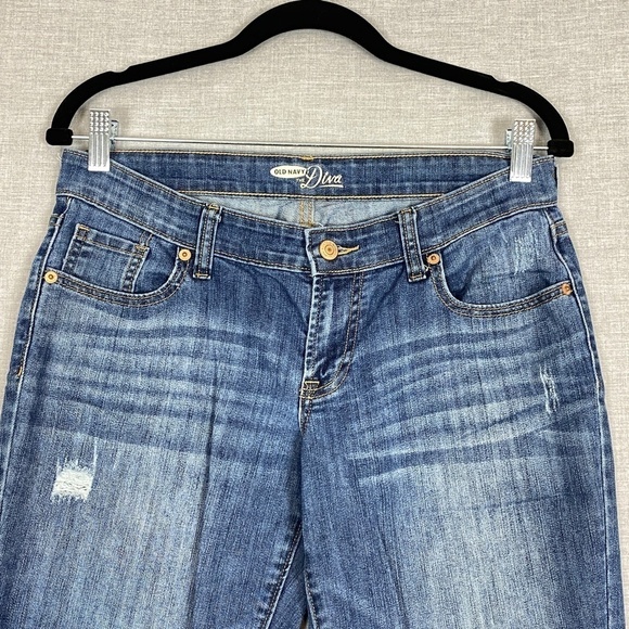 Old Navy Diva Distressed Blue Jeans Sz 4 Light Weight - Picture 3 of 9